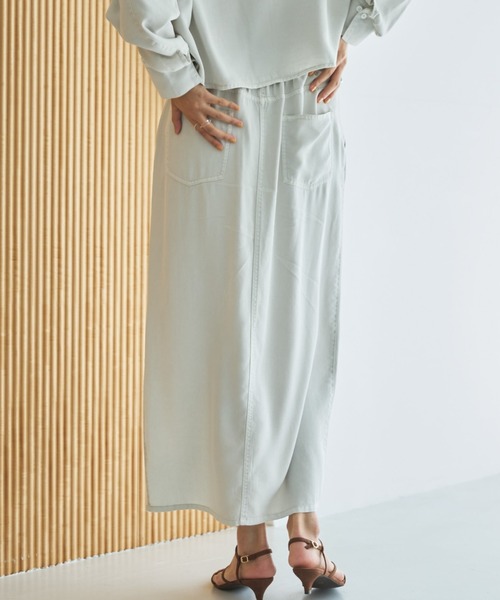 Doux archives（ドゥアルシーヴ）の「セルロースソフトスカート（スカート・レディース・サックスブルー/アイボリー/グレー・FREE）」の22枚目の写真