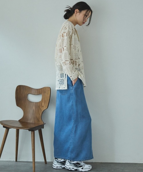 Doux archives（ドゥアルシーヴ）の「セルロースソフトスカート（スカート・レディース・サックスブルー/アイボリー/グレー・FREE）」の6枚目の写真