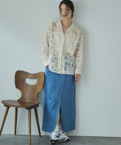 Doux archives（ドゥアルシーヴ）の「セルロースソフトスカート（スカート・レディース・サックスブルー/アイボリー/グレー・FREE）」の7枚目の写真