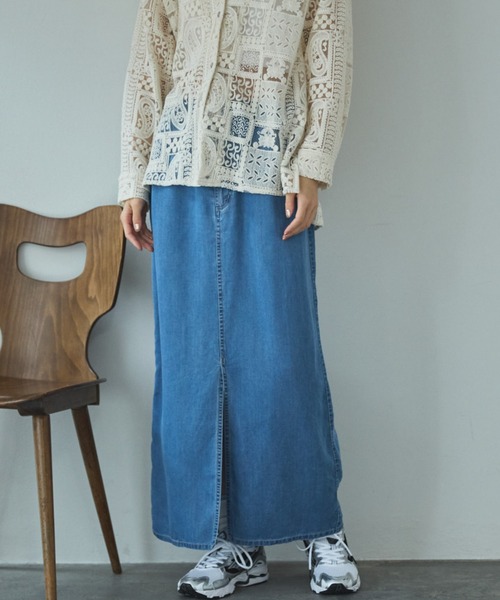 Doux archives（ドゥアルシーヴ）の「セルロースソフトスカート（スカート・レディース・サックスブルー/アイボリー/グレー・FREE）」の8枚目の写真