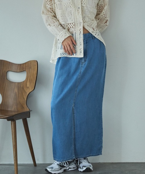 Doux archives（ドゥアルシーヴ）の「セルロースソフトスカート（スカート・レディース・サックスブルー/アイボリー/グレー・FREE）」の9枚目の写真