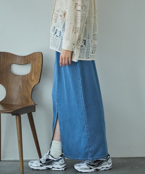 Doux archives（ドゥアルシーヴ）の「セルロースソフトスカート（スカート・レディース・サックスブルー/アイボリー/グレー・FREE）」の10枚目の写真