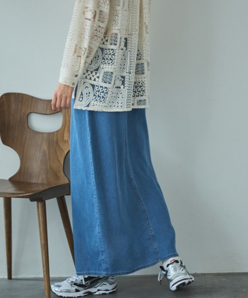 Doux archives（ドゥアルシーヴ）の「セルロースソフトスカート（スカート・レディース・サックスブルー/アイボリー/グレー・FREE）」の11枚目の写真