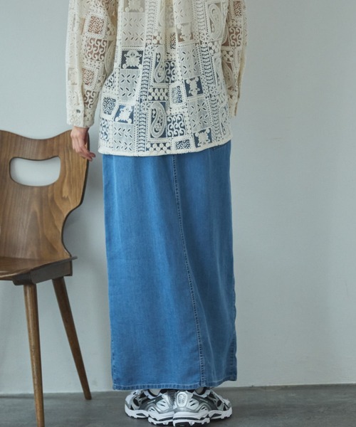 Doux archives（ドゥアルシーヴ）の「セルロースソフトスカート（スカート・レディース・サックスブルー/アイボリー/グレー・FREE）」の12枚目の写真