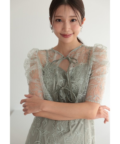 Cupid Heart(キューピッドハート)の「【Cupid Heart】結婚式用!レースボレロ×刺しゅうドレス(ドレス・レディース・ブラック/ブラウン/ミント/レモンイエロー/ブルーグレー・MEDIUM)」の9枚目の写真
