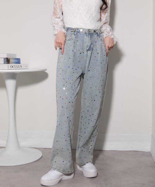 pumpkin port（パンプキンポート）の「カラフルビジュー デニムパンツ（デニムパンツ・レディース・ブルー・L/M/S）」の5枚目の写真