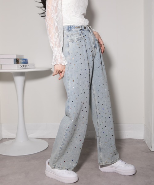 pumpkin port（パンプキンポート）の「カラフルビジュー デニムパンツ（デニムパンツ・レディース・ブルー・L/M/S）」の6枚目の写真