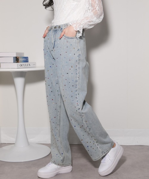 pumpkin port（パンプキンポート）の「カラフルビジュー デニムパンツ（デニムパンツ・レディース・ブルー・L/M/S）」の8枚目の写真