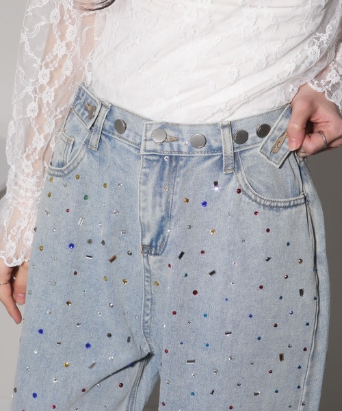 pumpkin port（パンプキンポート）の「カラフルビジュー デニムパンツ（デニムパンツ・レディース・ブルー・L/M/S）」の10枚目の写真