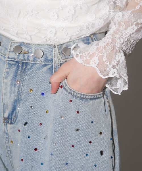 pumpkin port（パンプキンポート）の「カラフルビジュー デニムパンツ（デニムパンツ・レディース・ブルー・L/M/S）」の11枚目の写真