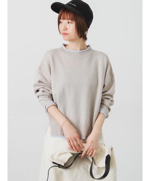 Lugnoncure（ルノンキュール）の「配色ガンジー風ニット（ニット/セーター・レディース・ブラック/グレー/オフホワイト・F）」の3枚目の写真