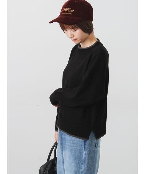 Lugnoncure（ルノンキュール）の「配色ガンジー風ニット（ニット/セーター・レディース・ブラック/グレー/オフホワイト・F）」の9枚目の写真