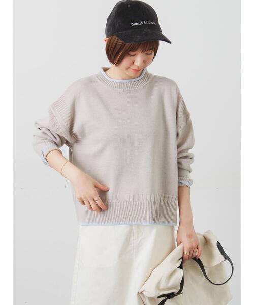 Lugnoncure（ルノンキュール）の「配色ガンジー風ニット（ニット/セーター・レディース・ブラック/グレー/オフホワイト・F）」の12枚目の写真