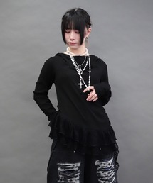 ドレープアシメレースヘムプルオーバー