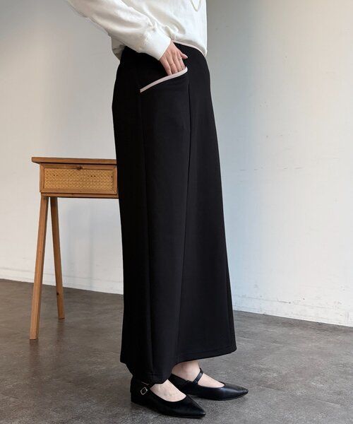 Chez toi（シェトワ）の「パイピングナロースカート（スカート・レディース・ブルー/キャメル/ブラック・FREE）」の4枚目の写真