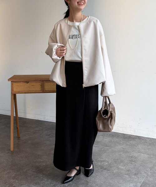 Chez toi（シェトワ）の「パイピングナロースカート（スカート・レディース・ブルー/キャメル/ブラック・FREE）」の7枚目の写真