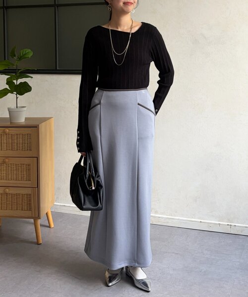 Chez toi（シェトワ）の「パイピングナロースカート（スカート・レディース・ブルー/キャメル/ブラック・FREE）」の16枚目の写真