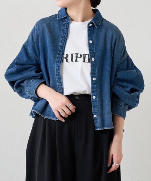 LIVETART(リヴェタート)の「《FRIPIER》カットオフデニムシャツ(シャツ/ブラウス・レディース・インディゴブルー・FREE)」の5枚目の写真