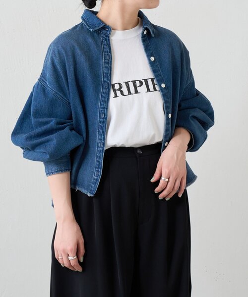 LIVETART(リヴェタート)の「《FRIPIER》カットオフデニムシャツ(シャツ/ブラウス・レディース・インディゴブルー・FREE)」の6枚目の写真