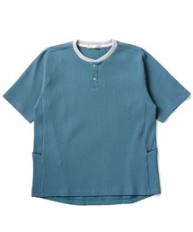 マルチワッフルヘンリーネックTシャツ