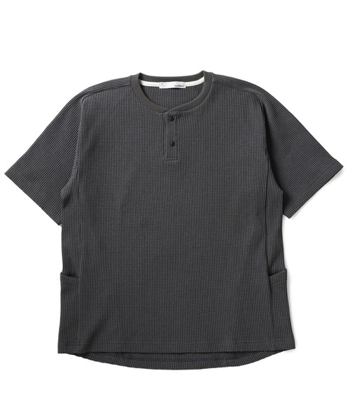 narifuri（ナリフリ）の「マルチワッフルヘンリーネックTシャツ（Tシャツ/カットソー・メンズ・ターコイズブルー/ブラック/チャコール/ホワイト/ライトグレー・SMALL/MEDIUM/LARGE/X-LARGE）」の4枚目の写真