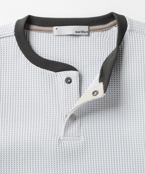 narifuri（ナリフリ）の「マルチワッフルヘンリーネックTシャツ（Tシャツ/カットソー・メンズ・ターコイズブルー/ブラック/チャコール/ホワイト/ライトグレー・SMALL/MEDIUM/LARGE/X-LARGE）」の11枚目の写真