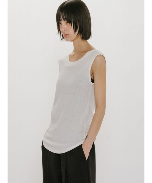 MIDIUMISOLID（ミディウミソリッド）の「MIDIUMISOLID for Ladies リブタンクトップ（Tシャツ/カットソー・レディース・オフホワイト/ブラック/ライトグレー/ブラウン/グレー系その他2/ホワイト・FREE）」の20枚目の写真