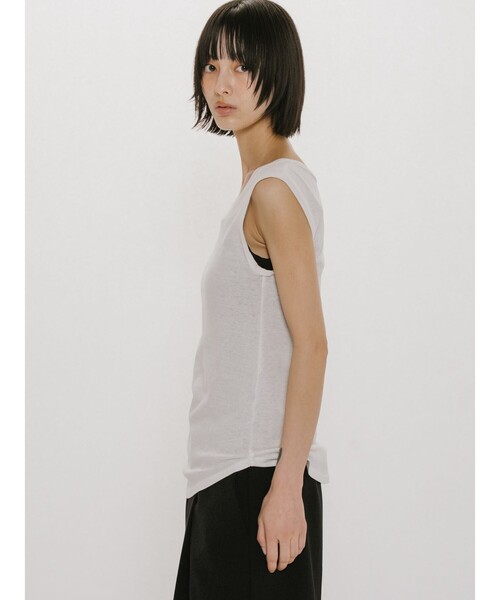 MIDIUMISOLID（ミディウミソリッド）の「MIDIUMISOLID for Ladies リブタンクトップ（Tシャツ/カットソー・レディース・オフホワイト/ブラック/ライトグレー/ブラウン/グレー系その他2/ホワイト・FREE）」の21枚目の写真