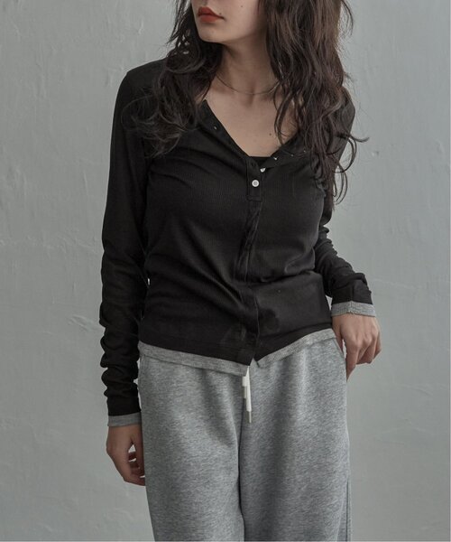 notch.（ノッチ）の「バイカラーシアーリブカーディガン（カーディガン/ボレロ・レディース・イエロー/ブラック/オフホワイト/グレー・M）」の6枚目の写真