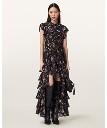 SHAELA FLORAL FRILL MAXI DRESS | SHAELA フローラル フリル マキシ ドレス・ワンピース