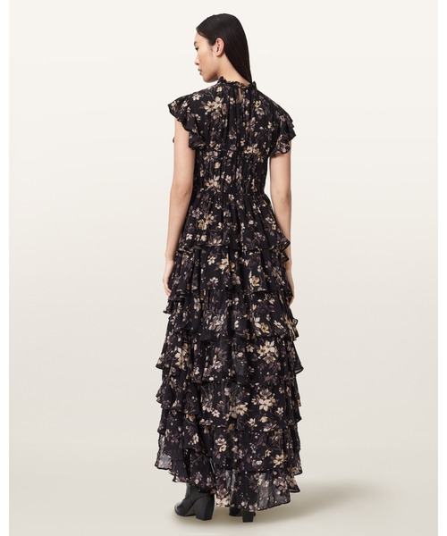 ALLSAINTS（オールセインツ）の「SHAELA FLORAL FRILL MAXI DRESS | SHAELA フローラル フリル マキシ ドレス・ワンピース（ワンピース・レディース・ブラック系その他・4/6/8/10）」の4枚目の写真