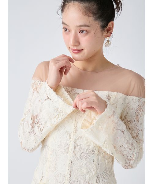 LILY BROWN(リリーブラウン)の「シアーオフショルダーボリュームワンピース(ワンピース・レディース・ブラック/アイボリー・1/0)」の8枚目の写真