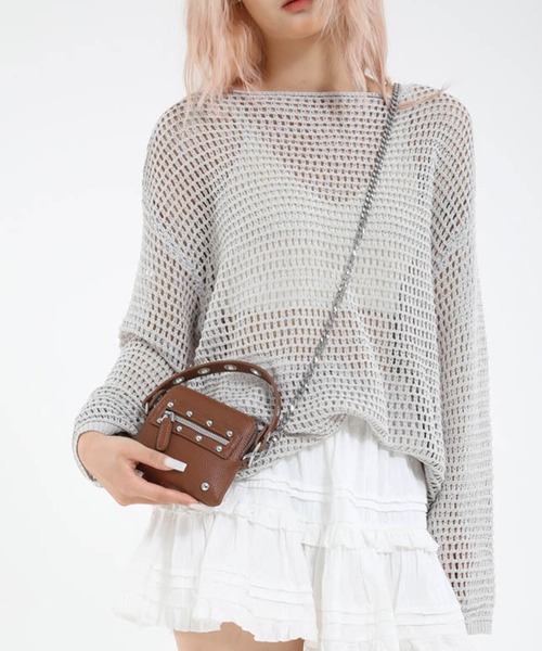 CALIFORNIA OUTFITTERS（カリフォルニア アウトフィッターズ）の「1D10-KR スタッズ付き ミニ チェーンショルダーバッグ ポーチショルダー（ショルダーバッグ・レディース・ブラック/ブラウン・ONESIZE）」の4枚目の写真