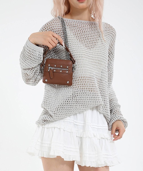 CALIFORNIA OUTFITTERS（カリフォルニア アウトフィッターズ）の「1D10-KR スタッズ付き ミニ チェーンショルダーバッグ ポーチショルダー（ショルダーバッグ・レディース・ブラック/ブラウン・ONESIZE）」の5枚目の写真