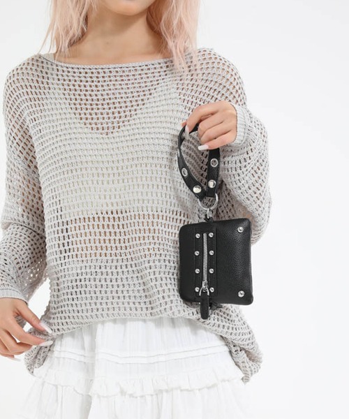 CALIFORNIA OUTFITTERS（カリフォルニア アウトフィッターズ）の「1D10-KR スタッズ付き ミニ チェーンショルダーバッグ ポーチショルダー（ショルダーバッグ・レディース・ブラック/ブラウン・ONESIZE）」の3枚目の写真