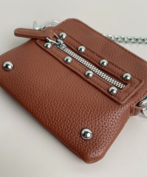 CALIFORNIA OUTFITTERS（カリフォルニア アウトフィッターズ）の「1D10-KR スタッズ付き ミニ チェーンショルダーバッグ ポーチショルダー（ショルダーバッグ・レディース・ブラック/ブラウン・ONESIZE）」の11枚目の写真