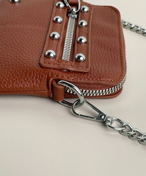 CALIFORNIA OUTFITTERS（カリフォルニア アウトフィッターズ）の「1D10-KR スタッズ付き ミニ チェーンショルダーバッグ ポーチショルダー（ショルダーバッグ・レディース・ブラック/ブラウン・ONESIZE）」の12枚目の写真