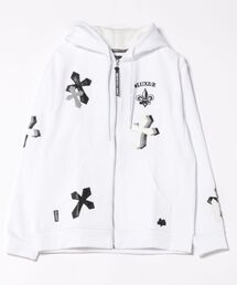 (RM)【LUXE/R GOLF】ストレッチ ポンチ クロスワッペン 長袖 ジップパーカー