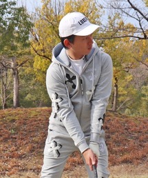 (RM)【LUXE/R GOLF】ストレッチ ポンチ クロスワッペン 長袖 ジップパーカー
