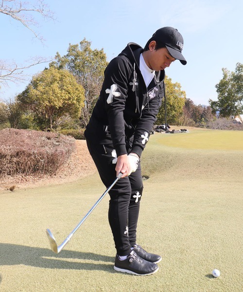 LUXE/R GOLF(ラグジュ ゴルフ)の「(RM)【LUXE/R GOLF】ストレッチ ポンチ クロスワッペン 長袖 ジップパーカー(パーカー・メンズ・ブラック/杢グレー/ホワイト・X-LARGE/LARGE/MEDIUM)」の10枚目の写真