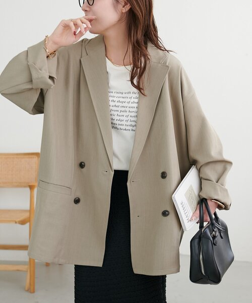 DISCOAT(ディスコート)の「【Enlude】Wブレストテーラードジャケット《ユニセックス》(テーラードジャケット・レディース・グレイッシュベージュ/モカ/ネイビー・FREE/SHORT)」の22枚目の写真