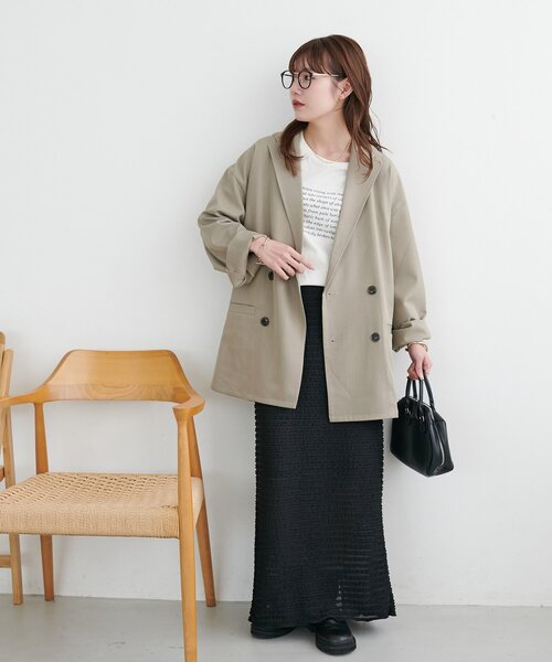 DISCOAT(ディスコート)の「【Enlude】Wブレストテーラードジャケット《ユニセックス》(テーラードジャケット・レディース・グレイッシュベージュ/モカ/ネイビー・FREE/SHORT)」の20枚目の写真