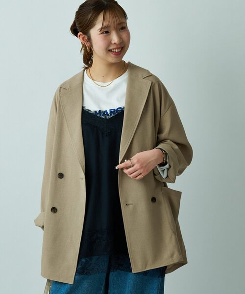 DISCOAT(ディスコート)の「【Enlude】Wブレストテーラードジャケット《ユニセックス》(テーラードジャケット・レディース・グレイッシュベージュ/モカ/ネイビー・FREE/SHORT)」の18枚目の写真