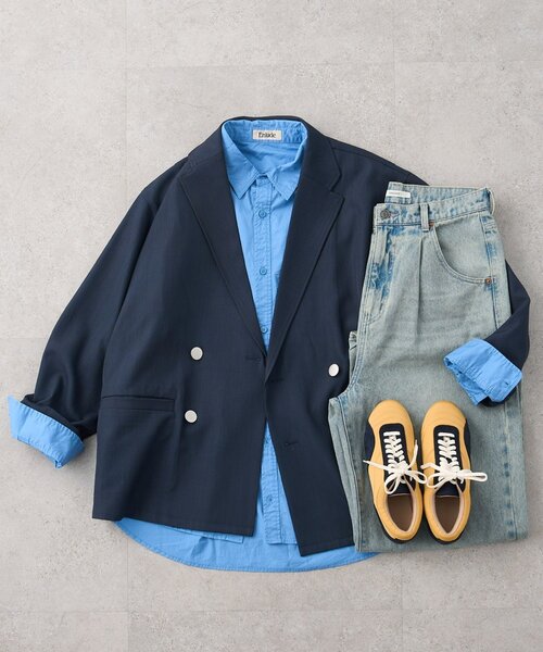 DISCOAT(ディスコート)の「【Enlude】Wブレストテーラードジャケット《ユニセックス》(テーラードジャケット・レディース・グレイッシュベージュ/モカ/ネイビー・FREE/SHORT)」の16枚目の写真