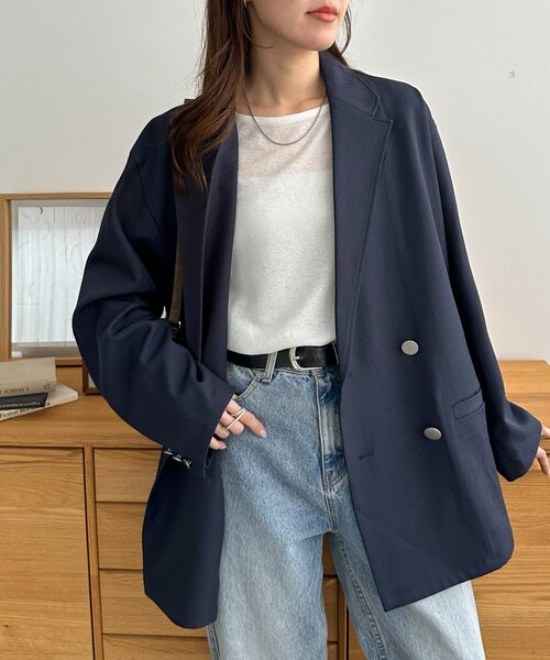 DISCOAT(ディスコート)の「【Enlude】Wブレストテーラードジャケット《ユニセックス》(テーラードジャケット・レディース・グレイッシュベージュ/モカ/ネイビー・FREE/SHORT)」の13枚目の写真