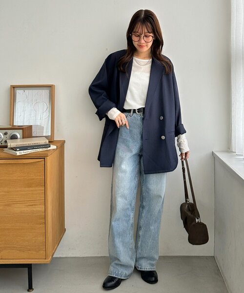 DISCOAT(ディスコート)の「【Enlude】Wブレストテーラードジャケット《ユニセックス》(テーラードジャケット・レディース・グレイッシュベージュ/モカ/ネイビー・FREE/SHORT)」の12枚目の写真