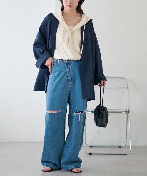 DISCOAT(ディスコート)の「【Enlude】Wブレストテーラードジャケット《ユニセックス》(テーラードジャケット・レディース・グレイッシュベージュ/モカ/ネイビー・FREE/SHORT)」の7枚目の写真