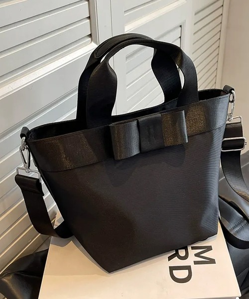 c.u.l（シーユーエル）の「リボン 2way ナイロン クロスショルダーバッグ cula1415（ショルダーバッグ・レディース・ライトベージュ/ブラック/オレンジ・FREE）」の10枚目の写真