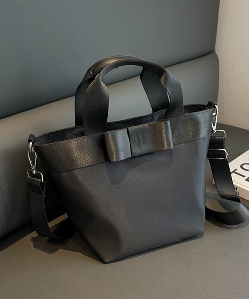 c.u.l（シーユーエル）の「リボン 2way ナイロン クロスショルダーバッグ cula1415（ショルダーバッグ・レディース・ライトベージュ/ブラック/オレンジ・FREE）」の12枚目の写真