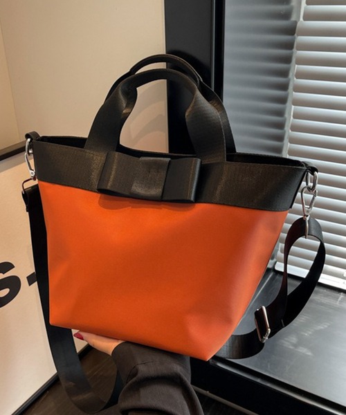 c.u.l（シーユーエル）の「リボン 2way ナイロン クロスショルダーバッグ cula1415（ショルダーバッグ・レディース・ライトベージュ/ブラック/オレンジ・FREE）」の17枚目の写真